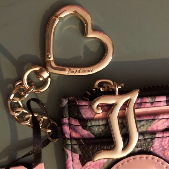 JUICY COUTURE | Moody Garden Black Floral Card Holder Gold Gothic Logo/Keychain - Picture 2 of 10